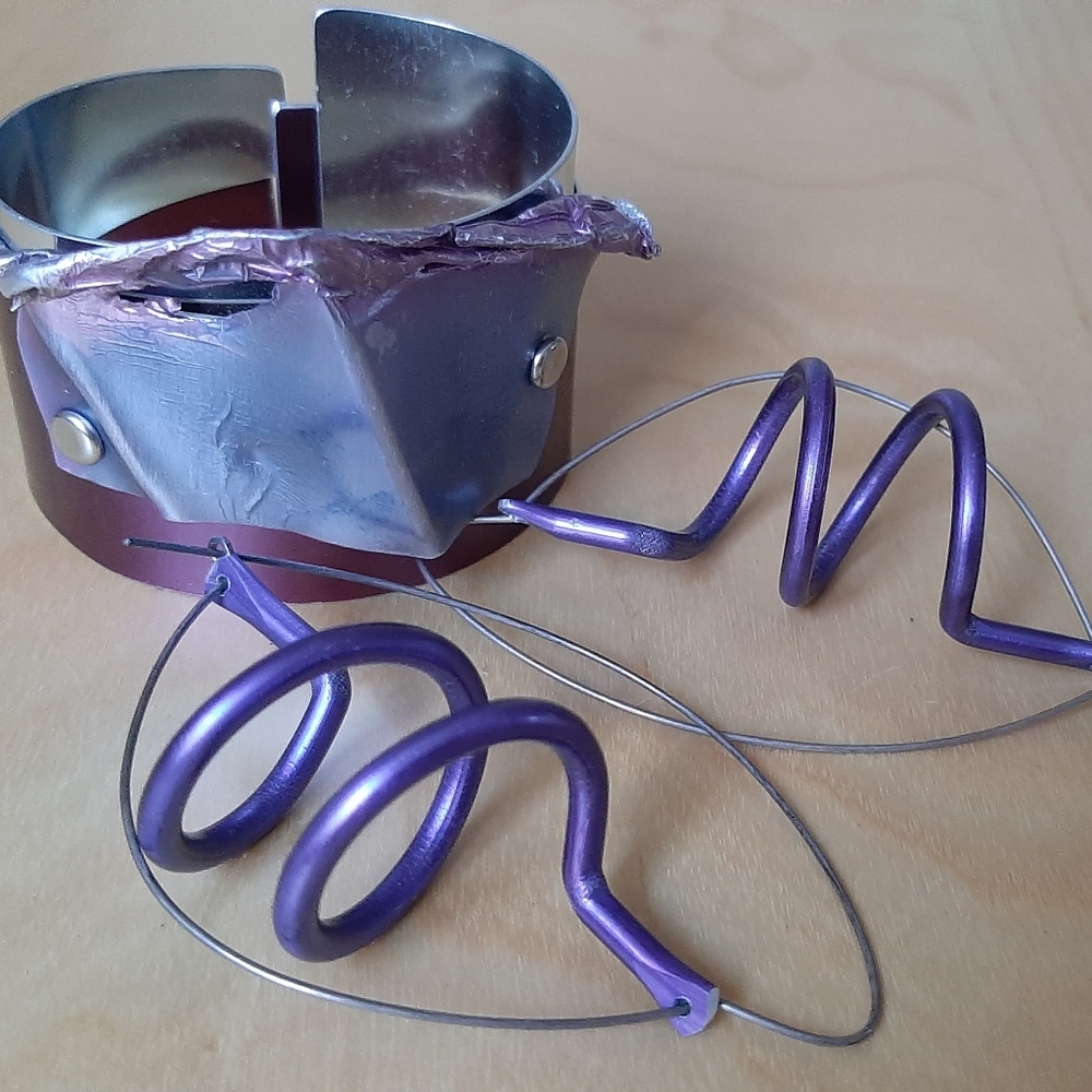 80' duo aluminium earring and bracelet or wristband, truly from my past!